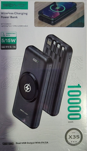 SOVO Wireless Portable Charger 10,000mAh 15W Dual Charging 15W Fast Charging