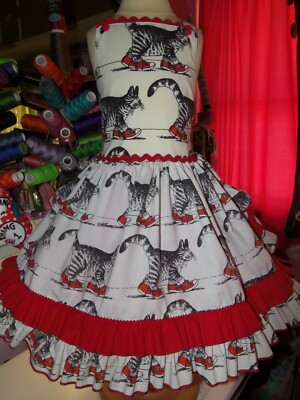 NEW fabric cat in red sneakers Party Dress Size 5t/6 | eBay