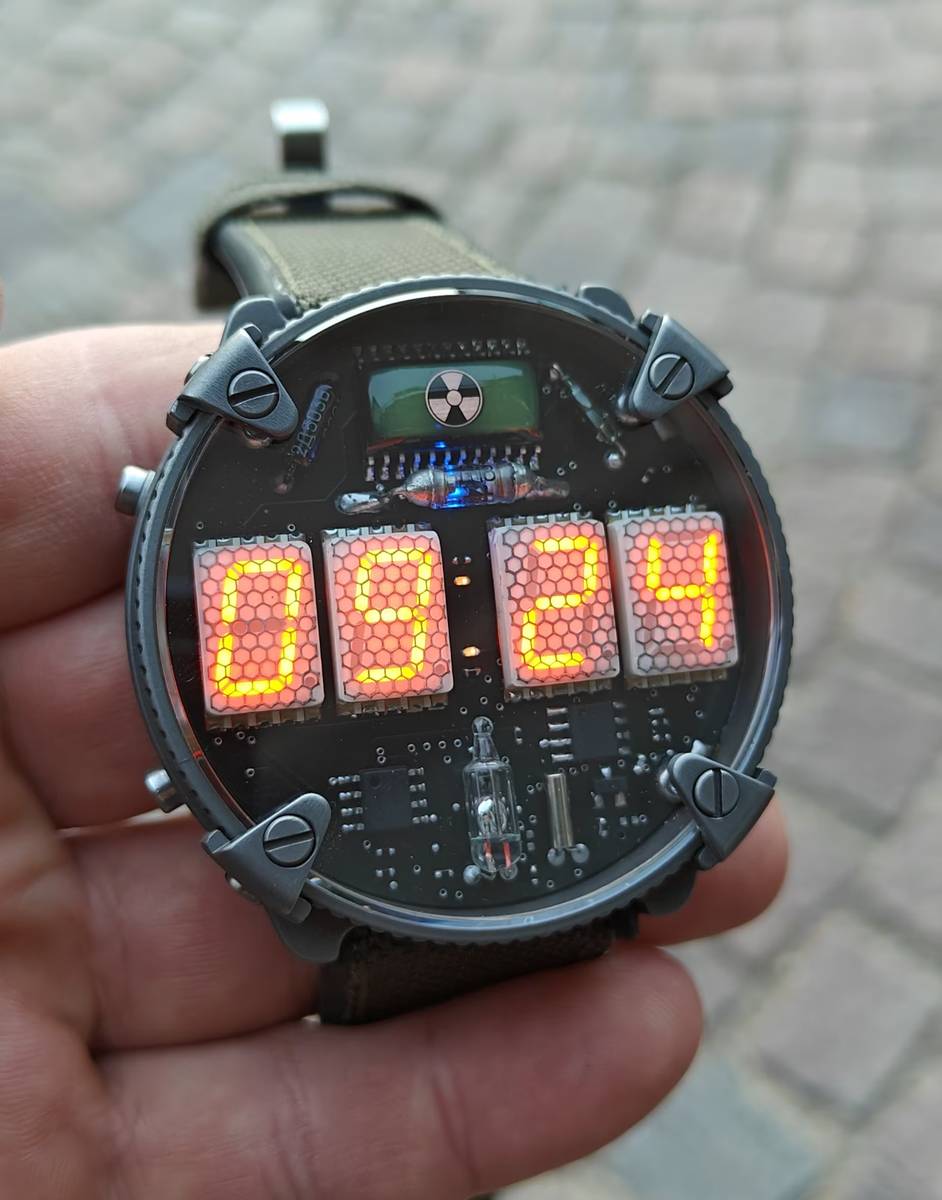 Nixie watch , Handmade Titanium watch, with accelerometer and Wi