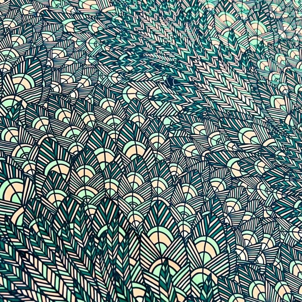 Roupa de banho tecido vila estampa de penas étnicas 4 vias maiô elástico por jarda - Imagem 3 de 4