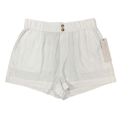 Vanilla Star Linen Blend Short Womens M Medium Off White Double Button Pockets