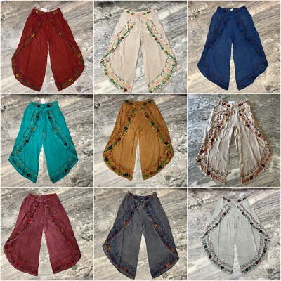 5 Pcs Side Open Slit Wide Leg Pants Side-Slit Palazzo Free Size Dance Pants