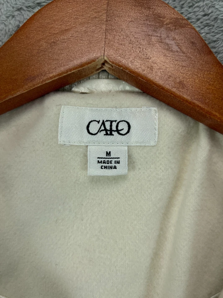 Mujeres Chaquetas Medianas Abrigo Bomber Invierno Blanco CATO Cuello Ancho Forrado Damas Foto 2 de 4