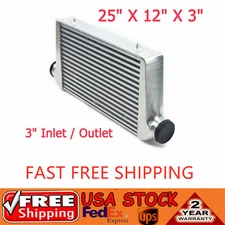 Universal 25"x12"x3" FMIC Aluminum Turbo Intercooler 3inch Inlet & Outlet NEW