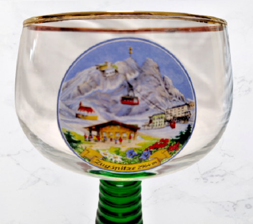Souvenir Crystal Green Beehive Stem Goblets Zupspitze (Set of 6) - Picture 4 of 7