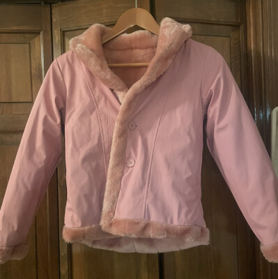pink reversible faux fur and leather womens coat size S | eBay