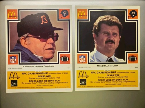 1985 McDonald's Chicago Bears Orange SET COMPLETO 32 Steve McMichael Walter Payton - Foto 4 di 17