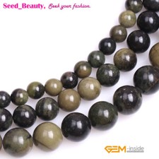 Natural Round Green Gray African Autumn Jasper Loose Bead For Jewelry Making 15"