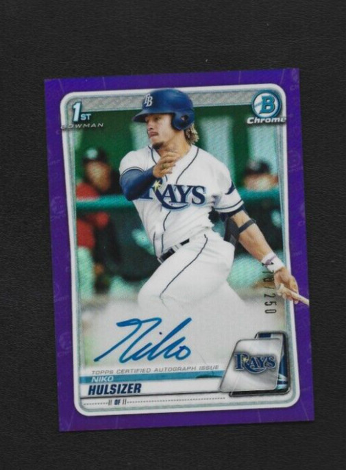 2020 Bowman Chrome Niko Hulsizer Purple Refractor Auto 170/250 Tampa Bay Rays