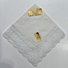 Vtg Nottingham Lace Bridal Wedding Handkerchief Cottage Core Elegant  Feminine
