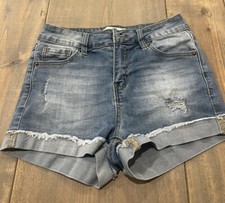 HAMMER Jeans Junior Women  s Solid Blue Summer Jean Shorts Size: S
