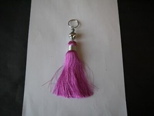 PORTE CLÉ PASSEMENTERIE MAROCAINE TASSEL GLAND ARGENTE ROSE MAUVE