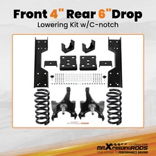 Front 4" Rear 6" Drop Kit For Chevrolet GMC C1500 88-1998  W/1.25" ROTORS V8