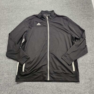 Adidas Climalite Track Jacket Mens 2XL Black Full Zip Long Sleeve Athletic Logo