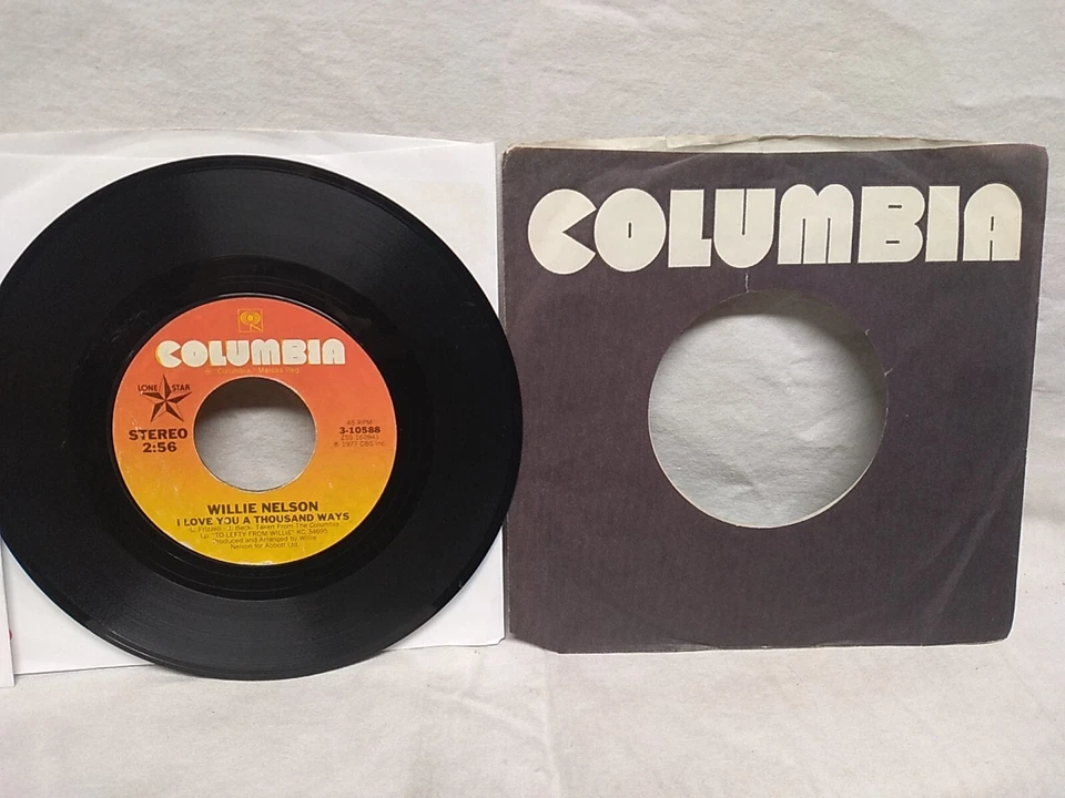 Willie Nelson I Love You A Thousand Ways / City of New Orleans 45 RPM lot of 2 - Image 2 of 4