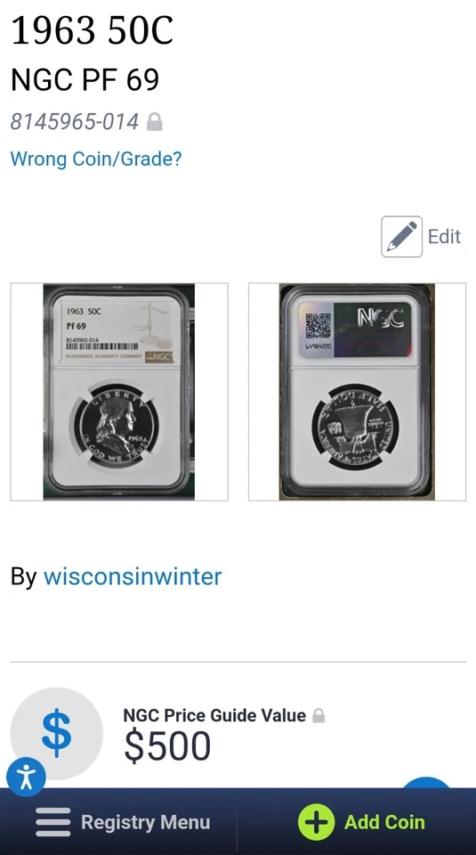 1963-P Proof Franklin Half Dollar 50c - NGC PF 69 - $500 Price Guide! - Image 4 of 4