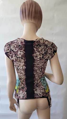 NEW RARE Unique Fuzzi GAULTIER Soleil Mesh Floral Print Top T-Shirt NWT M - Picture 4 of 5