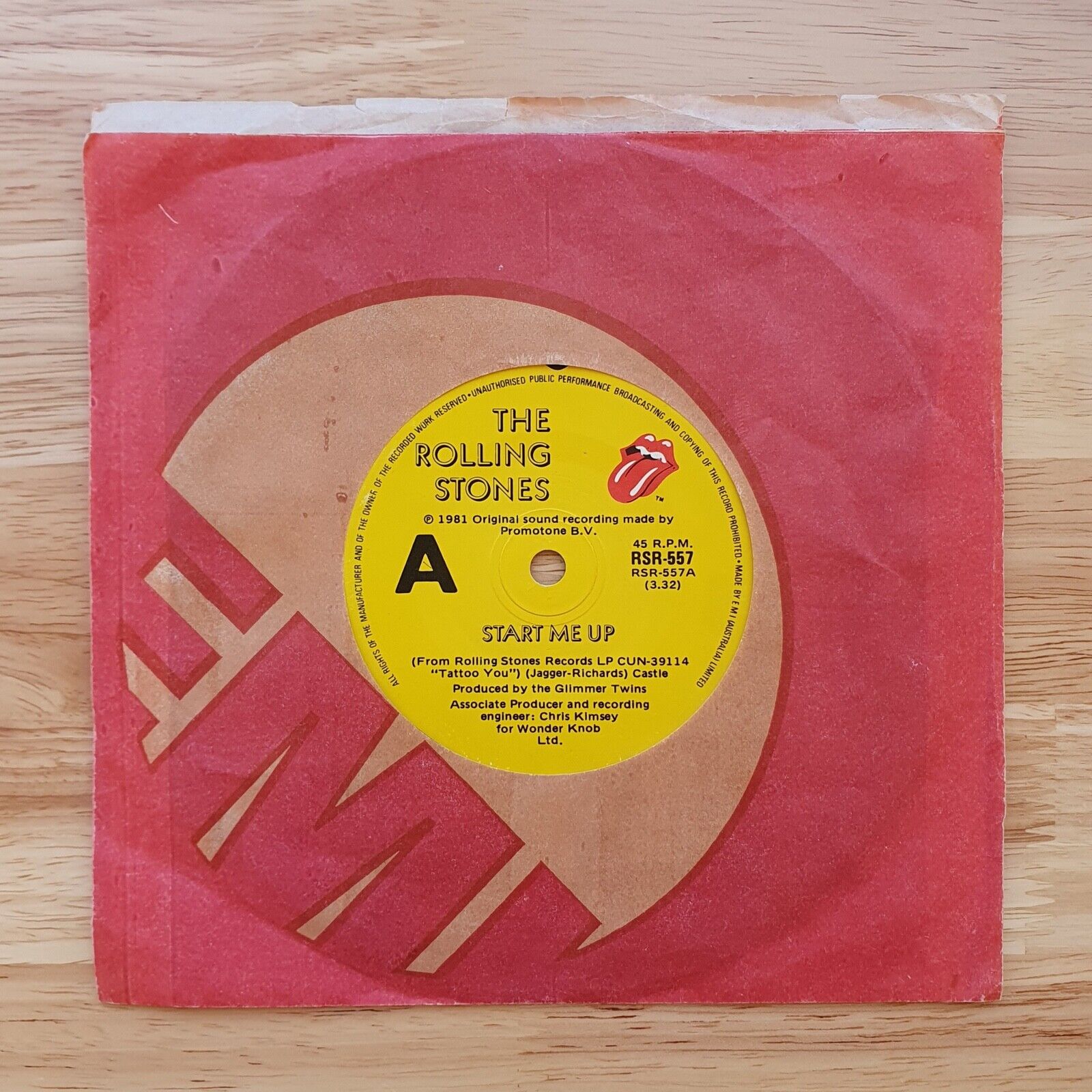 THE ROLLING STONES - Start Me Up 7" Vinyl Single (Australian Pressing) 1981