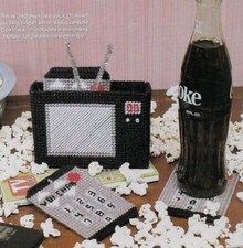 T.V. COASTER SET HOME DECOR PLASTIC CANVAS PATTERN INSTRUCTIONS