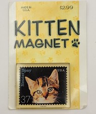 2001 USPS Kitten Magnet Stamps .37 Made In USA New On Card Spay Neuter 2001