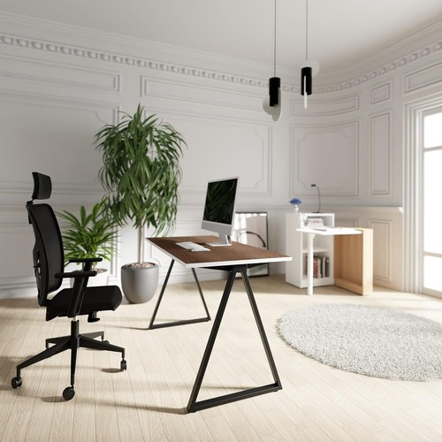 Escritorio LEVIRA Wye 110x60 cm - Madera Metal, Negro/Wenge, Moderno - Imagen 2 de 6