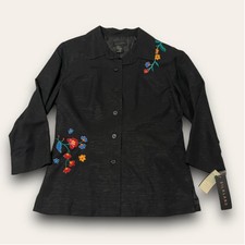 Vintage Silk Floral Embroidered Blazer Nwt Boho Corporate Size Small Silkland