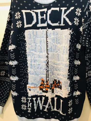 Game of Thrones Size XL Ugly Christmas Sweater Deck The Wall HBO Navy Blue