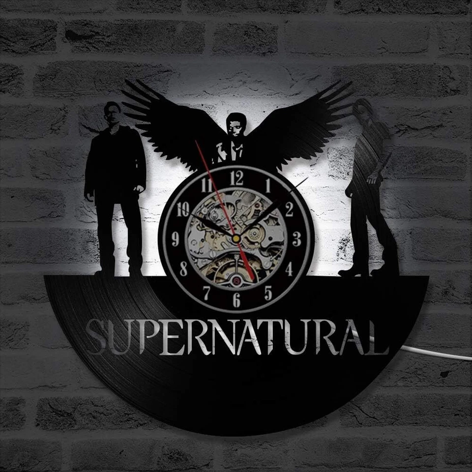 Reloj de Pared Regalo Sobrenatural Disco de Vinilo Arte Decoración Vintage LED Decoración del Hogar Foto 2 de 4