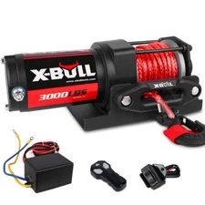 X-BULL Electric Winch 3000lbs 12V Synthetic Rope w/ Wireless Remote ATV/UTV
