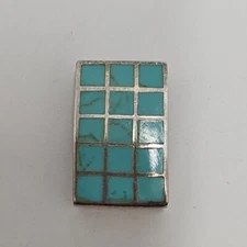 925 Sterling Silver Tile Turquoise Slide Pendant Nickel Free 5.1g G28