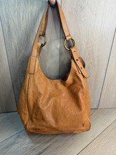 Frye Madison Cognac Leather Shoulder Hobo Bag Distressed