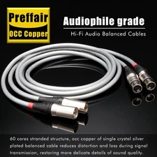 Pair Preffair HiFi Audio Cable Optional RCA/XLR Plug OCC Copper Silver Plated
