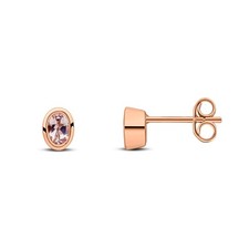9ct Rose Gold 5x3mm Oval Morganite Rubover Stud Earrings