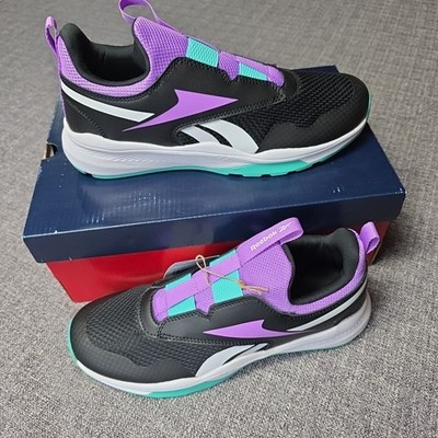 Reebok XT Sprinter Slip On Running Tennis Shoe Size 7 Kids Black Purple MSRP $50