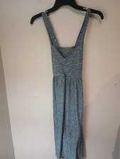 Universal Thread Women's Small Blue White Striped Sleeveless Midi Dress Knit S