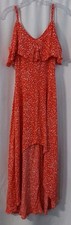 Rewind Maxi Dress Size Small Red High Low Spaghetti Straps Floral Length 53" Zip