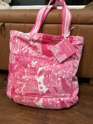 Lilly Pulitzer Towel Tote  Palm Beach Toile  Limited Edition Anniversary Print