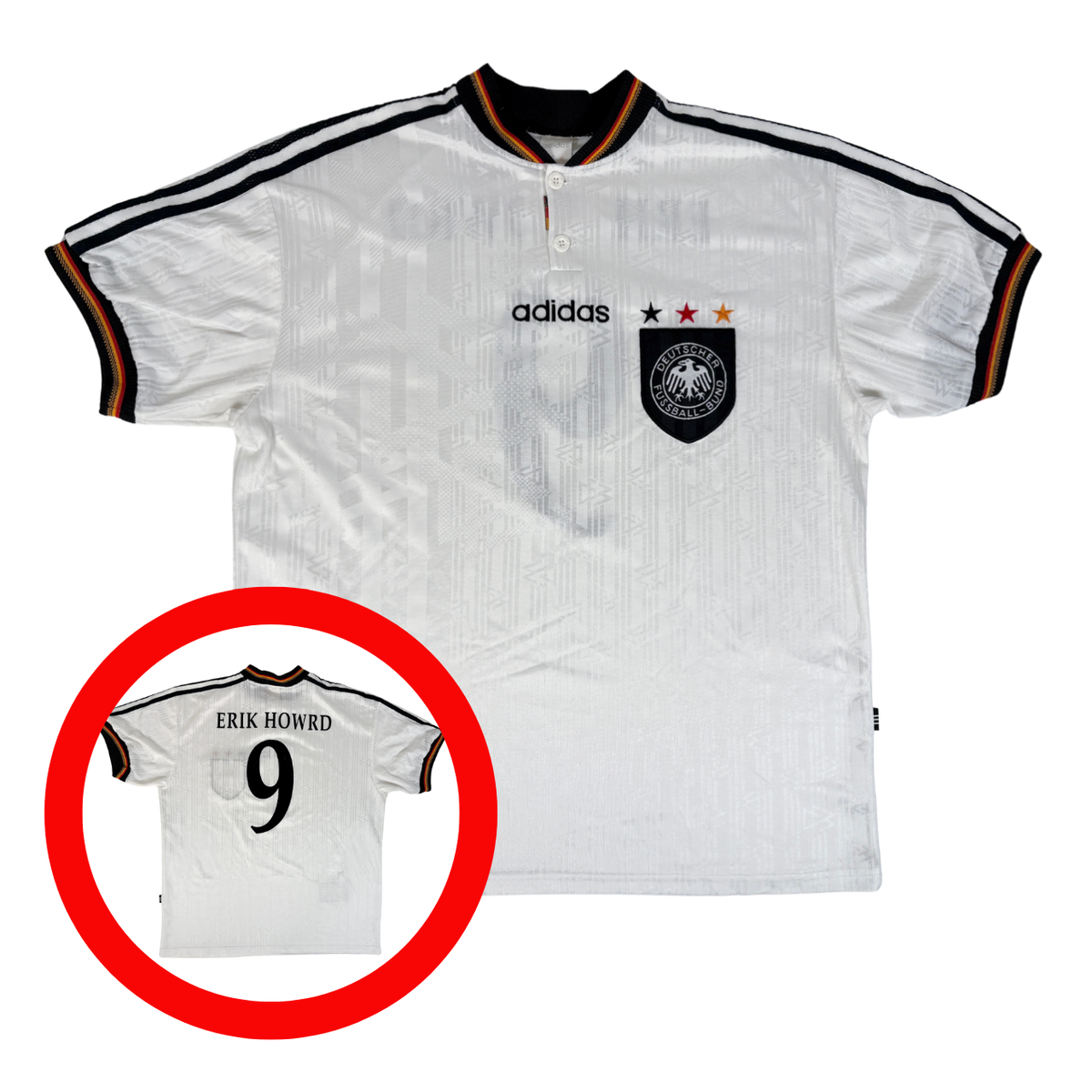 Germany 1996/98 Adidas Home Football Shirt L 90s Vintage Soccer