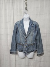OTB Blue Denim Blazer Jacket Y2K Boho Western...