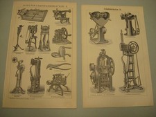 Buty, sprzęt obuwniczy m.in. 5 oryginalnych tablic z 1895 roku - oryginalne litografie