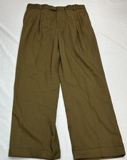 Chaps Ralph Lauren Pants Mens 36x29 FIts 34W Brown Wool Blend Pleated Trousers