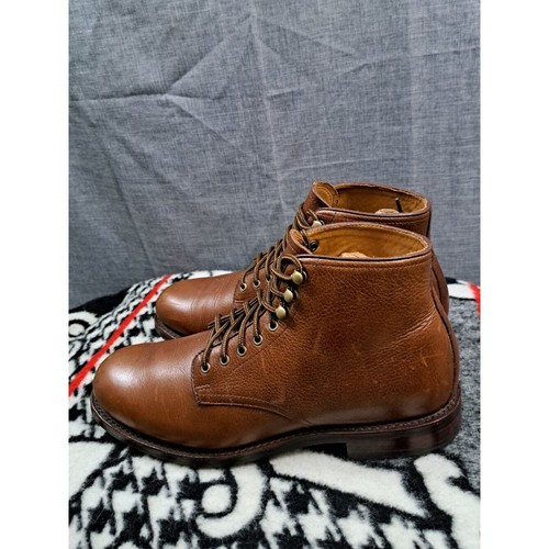 Size 9 Men J.Crew Kenton Plain-Toe Boots - Goodyear Welt - Brown Grain Leather -