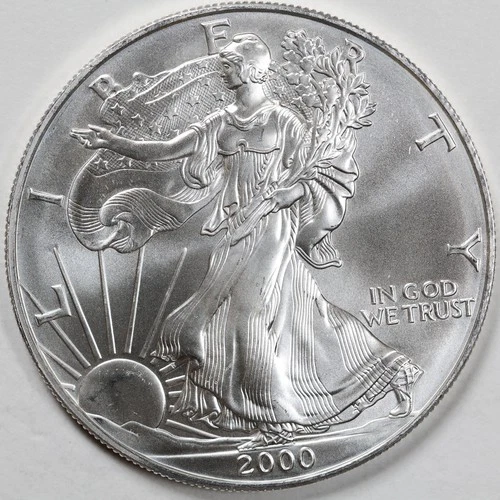 2000 American Silver Eagle (BU) - AUTHENTIC - In a Capsule to Protect It!