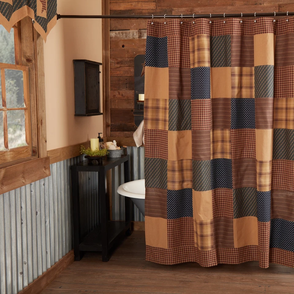 Cortina de Ducha Parche Patriótico Primitivo 72x72 Americana Baño Decoración Marcas VHC Foto 2 de 4