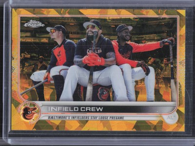 2022 Topps Chrome Update Sapphire Edition #US312 Infield Crew Gold #/50