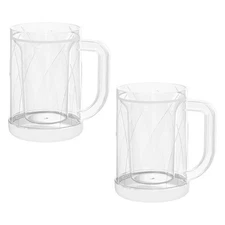 2 Pcs Freeze Cups Clear Plastic Freezer Double Wall Beer Glasses