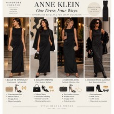 Anne Klein Womens 8 Black Ruched Sleeveless Maxi Dress Evening Formal Elegant