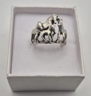 Vintage Estate 4 Horse Herd Family Sterling Silver 925 Ring