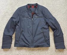 Superdry x Idris Elba Mens Jacket 2XL Biker Motorcyle IE Full Zip Navy Blue