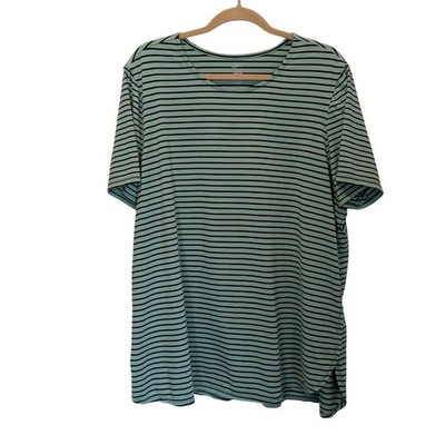 J. Jill Plus Sz 2X Fit Progress Shirttail Tee Pima Cotton Stripe Short Sleeve